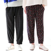 국민할매 엄마옷 할머니옷 꽃무늬 융털 지퍼 시보리 몸빼바지[2P] 겨울바지 고무줄바지 요양원옷 일바지
