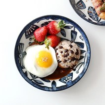 오반자이 블루블라썸 찬기 20cm 일본 그릇 식기 귀여운찬기 레트로식기 빈티지식기