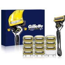 질레트 프로쉴드 옐로우 매뉴얼 면도기 핸들 + 면도날 12p, 혼합색상, 6세트