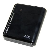 휴대 전화 블랙 4X AA 배터리 휴대용 비상 전원 충전기 USB, 하나, 보여진 바와 같이