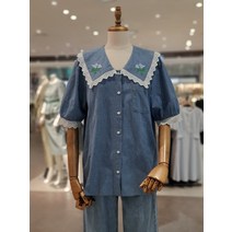 써스데이아일랜드 자수카라 데님 블라우스 T234ABL633W(2118491)
