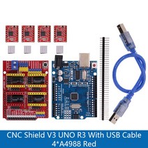아두이노 키트 코딩 입문 교육 보드 점퍼선 CNC 방패 V3 조각 기계 3D 프린터 + A4988 DRV8825 드라이버 확, 02 UNO Red A4988 Kit