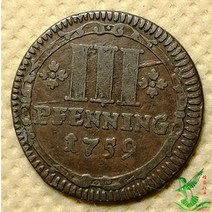 기념주화 수집용 근대주화 희귀돈 Deutsche Munster 1759 3 pfennig 희귀 좋은 외국 동전 돈