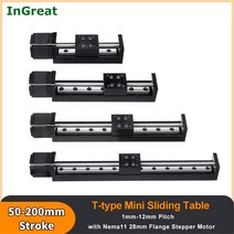 어닝레일 CNC 선형 레일 가이드 스테이지 T 형 미니 스테퍼 모터 액추에이터 50-300mm 스트로크 슬라이딩, 03 4mm Pitch_01 50mm