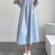바보사랑 여자 퍼프소매 잔셔링 엠파이어 A라인 플레어 원피스.옷자락(무료배송)