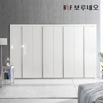 보루네오 300cm 샤인 여닫이 붙박이장 10자, 화이트_다크그레이 300cm