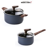 매직쉐프 시그니처 인덕션용냄비 코팅 냄비세트 2종세트(편수18cm+양수20cm), 블루