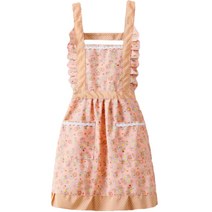 바른광 꽃무늬 원피스 프릴 앞치마, 러블리 핑크, 1개