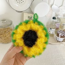 루쓰리빙 감성 2겹 도톰 아크릴 수세미 해바라기