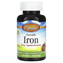 Carlson 츄어블 철분 천연 딸기 15mg 120정, 1개