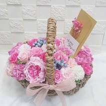 영하우스 어버이날 카네이션 꽃바구니 부모님 생신 환갑 칠순꽃 용돈 돈꽃바구니, 핑크+종이가방