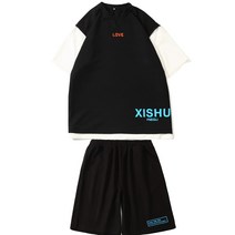박시반팔티 화이트 내막 와플 와이드 루즈핏 t셔츠 남자팬츠반바지 캐쥬얼 트레이닝set A06P65 통제함 4995654564