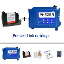 레이저각인기 Phezer-미니 휴대용 프린터 12.7mm 라벨 메이커 바코드 번호 로고 만료일 잉크젯, [02] Printer 1 Cartridge