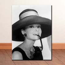 hep010넓은 창모자 오드리햅번 캔버스액자, 고급형유광전처리_XXL_38cm x 46cm