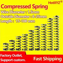 HotXYZ-65Mn Cylidrical 코일 압축 스프링 와이어 직경 1.5mm 로터 리턴 릴리스 압력 스틸, 25mm (10Pcs), 20mm