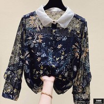 가바바 여성 블라우스 고요한 바다안에 꽃들이 헤엄치듯 블라우스 G59178