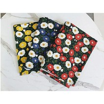 혜인천 대폭 11수 면마린넨 동백꽃 나염원단 color 3종 [레드 블루 옐로우], 옐로우