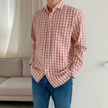 가을 파스텔 고방 체크 셔츠