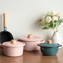 후지호로 모던 법랑 편수 밀크팬 뚝배기 양수 냄비 가스렌지 인덕션 하이라이트, 밀크팬14cm(핑크)