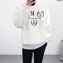 엠클로 [당일출고] 남자 남성 오버핏 네오프렌 파리 레터링 자수 맨투맨 티셔츠 4컬러