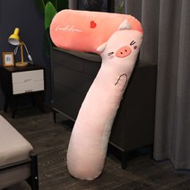캐릭터 바디 필로우 긴 베개 침대 롱 쿠션 수면 안고 자는 7자형 모찌 세탁 가능 찰쌀떡, 돼지