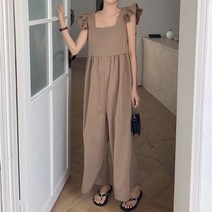 쏭포유 / 어깨프릴 스퀘어넥 점프수트