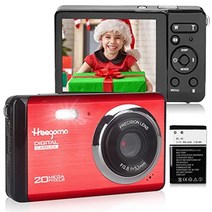 사진용 디지털 카메라 fhd 1080p 20mp 포인트 및 2.834의 촬영 카메라 tft lcd 어린이 초보자 학생 청소년 장로용 소형 충전식 블로깅 카메라(빨간색)