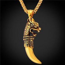 이빨 목걸이 서퍼 펑크 사자 스파이크 펜던트 골드 송곳니 치아 여성 늑대 치아 남성