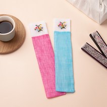 하마공방 고급 색동 모시 꽃자수 휴대용 전통 부채집, 진핑크, 1개