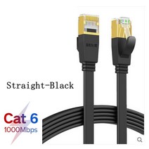 90 도 CAT6 플랫 이더넷 케이블 1000Mbps 250MHz RJ45 네트워킹 패치 코드 컴퓨터 라우터 노트북용 LAN, 05 Straight-Black_05 3M