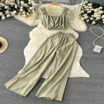 여성 점프수트 여름 와이드 휴양지 반바지 반팔 점프슈트 점프 수트 SINGREINY여름 해변 캐주얼 운동복 브랜드 셔링 탱크 탑 넓은 다리 긴 바지 포켓 탄성 OL 느슨한 투피스