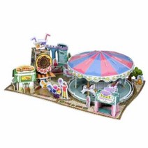 테마파크 판타지 회전목마/3D종이입체퍼즐 모형 d 입체 제작 뜯어만드는세상 3d 건축 퍼즐, 단품