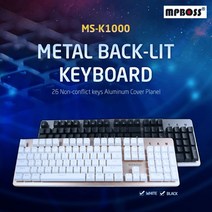일음쇼핑^^m엠피보스 게이밍키보드 MS-K1000 LED 24멀티 고급 PC방 유선 PC 멤브레인 게임용일medi^^, ab^^선택있슴화이트