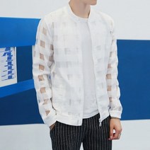 바이크 오토바이 레빗자켓 피어싱 투명한 폭격기 자켓 남자 태양 보호 의류 윈드 브레이커 여름 얇은 남성 격자 무늬 슬림 피트 망 코트, [06] Asia size 4XL, [09] WHITE