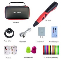 3d penNew High quality 3D Pen PLA Filament Printing Support ABS and 1.75mm Kids Diy Drawing With LCD, 03 Red add 36m PLA_01 EU