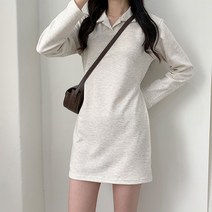 포디룩 [데일리룩] 긴팔ver. 걸리쉬 카라넥 뒷리본 미니원피스