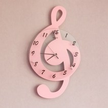 음표 벽시계 음악 연습실 피아노 보컬 학원 인테리어 벽장식, 핑크L61X34cm