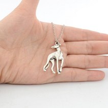 펫프렌즈귀여운 빈티지 실버 색상 이탈리아 그레이 하운드 개 펜던트 목걸이 스테인레스 스틸 체인 그레이, 01 Antique Silver_02 50cm