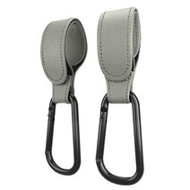 유모차가방 벨트 1/2pcs PU 가죽 아기 가방 유모차 후크 회전 360 회전식 카트 액세서리, [09] gray 2pcs