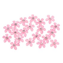 옷 신발에 대 한 모조 다이아몬드 장식으로 20pcs 플랫 다시 꽃 모양 바느질 단추, 수지 Flatback, 핑크