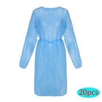 검진복 일회용 보호 격리 의류 침 방지 방수 오일 얼룩 간호 가운 격리 안전 탑 유니폼, Blue 20pcs