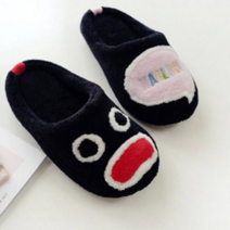 잠이든 극세사 포근 깜시 거실화 가을 겨울 실내화 여성용, 블랙