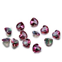 고급 세련 빛나는 루즈 1-3ct Milticolor 보석 하트 모양 무지개 신비 토파즈 9x9MM 돌 장식 선물 10 개/대