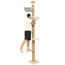 캣츠드림 캣타워 고양이 원목 캣폴 긁는 기둥 별장, 스프링보드1개  캐빈1개  해먹1개