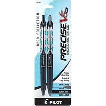PILOT Precise V5 RT 데코 컬렉션 리필 가능 & 접이식 리퀴드 잉크 롤링 볼펜 엑스트라 파인 포인트(0.5mm) 블랙 잉크 2팩 (41972) 가성비 추천 미국직, 2-Count