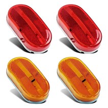 Partsam 보트 트럭 트레일러용 LED 전면 후면 사이드 마커 조명 표시기 4개 앰버 레드 [DOT 인증] 10.2cm(4인치) RV 캠핑카 트레일러 직사각형 클리어런스 반사