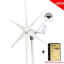 가정용 캠핑용 풍력 발전기 600w 또는 400w 12v 24v 터빈 35 블레이드 12ms 저속 풍차 led 표시등 무료 충전 컨트롤러, 협력사, 6 블레이드 600w