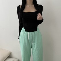 VANANA2 국내제작 여성 절개 스퀘어넥 크롭 긴팔티