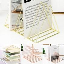 책 꽂이 삼각 프레임 책상 (9칸) 철제 협탁 테이블 서재 거실 책장 인테리어 소품 잡지 북, 골드(GTF36752)