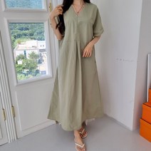 하이데일리 빅사이즈 듀듀 바스락 브이넥 롱원피스